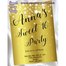 Gold Sparkly Sweet 16 Party Invitation,Gold Sparkly Quinceanera Party Invitation,(12swee) Gold Sparkly Sweet 16 Party Invitation,Gold Sparkly Quinceanera Party Invitation,(12swee)